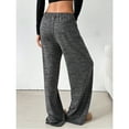 thumbnail image 5 of jinghuiyue Women Wide Leg Pants Striped Elastic Low Waisted Pants Casual Knit Loungewear with Drawstring M, 5 of 6