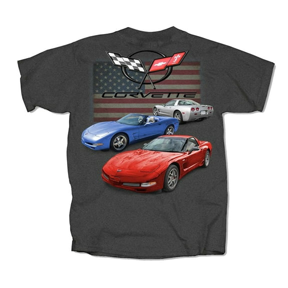 Joe Blow Corvette C5 Red White and Blue Flag Short Sleeve T-shirt-Dark Heather-xxl
