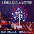thumbnail image 2 of 4th of July Decorations Lighted Tree, 24 Inch Patriotic Tabletop Decor, 24 LED Red White & Blue Star Lights, 8 Modes USB & Battery Operated, July 4th Tree for Home Office Desk Mantel, 2 of 9