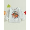 thumbnail image 2 of Liacowi Toddler Girls Boys Halloween Clothes Pumpkin/Letter Print Crew Neck Long Sleeve Sweatshirts Kids Fall Halloween Pullovers Tops, 2 of 9