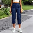 thumbnail image 6 of Womens Capri Pants Lightweight Loose Straight Multi‑Pocket Cropped Hiking Pants Blue, 6 of 6