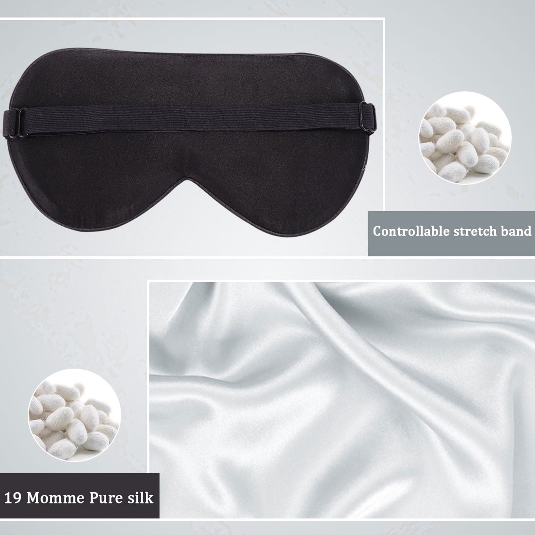 Unique Bargains 2-Pack Silk Pillowcase Eye Cover Set Gray Standard