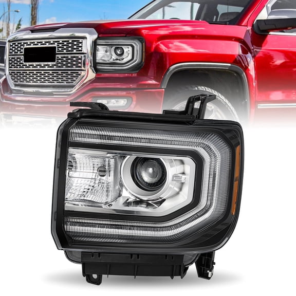 For 2016-2018 GMC Sierra 1500 HID/Xenon LED DRL Projector Headlights Assembly