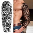 thumbnail image 3 of Cráneo Guerrero Tatuajes Temporales Manga Para Hombres Mujeres Adultos Realista Falso Tatuaje Pegatina Negro León Soldado Grande Tatoos, 3 of 4
