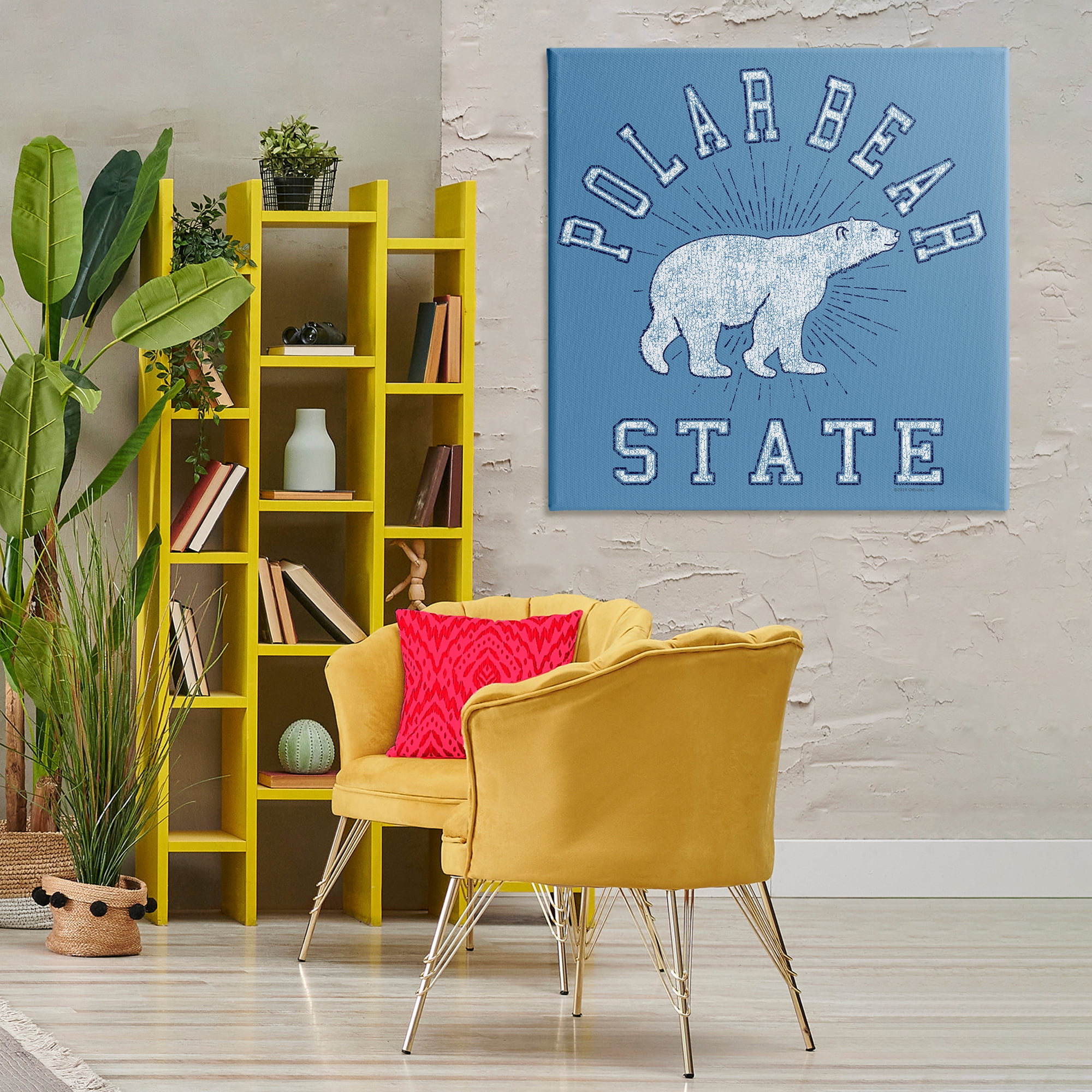 Stupell Industries Varsity Polar Bear State Animals Painting Wrapped Canvas Art Print Wall Art, 36 x 36