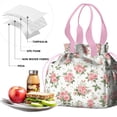 thumbnail image 4 of Pioneer Flower Drawstring Lunch Bag Women - Drawstring Lunch Bag Insulated for Work Office - Stain-Resistant Large Lunchbags for Women with Multi-Pockets, 4 of 6