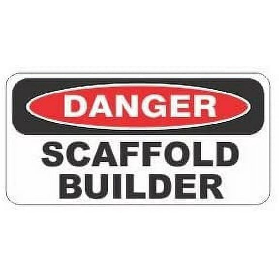 Pair of Danger scaffold builder funny hard hat/helmet stickers
