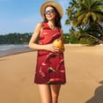 thumbnail image 3 of Naloa Floating Red Chili Peppers Print Women's Summer Spring Casual Beach Sundress,Vacation Sleeveless Tank Crewneck Loose Dresses, 3 of 7
