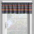 thumbnail image 2 of Ambesonne Striped Valance Pack of 2, Retro Aztec Art, 42"X12", Teal Plum and Orange, 2 of 5