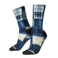 thumbnail image 1 of Fotbe Indigo Patchwork Quilt Calcetas Largas con Estampado para Hombre y Mujer – Calcetas de Compresión Transpirables y Elásticas, Viajar y Uso Diario Talla 5-11, 1 of 6