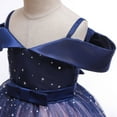 thumbnail image 4 of TAGOLD Toddler Kids Girls Princess Pageant Gown Christmas Party Paillette Wedding Dress Navy 130, 4 of 5
