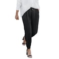 thumbnail image 3 of TRKIYQC Pantalones largos de cintura alta para mujer, pantalones con banda en el tobillo con cordón, negro beige TRKIYQC  moda, 3 of 7