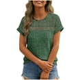 thumbnail image 4 of CHUMUD Womens Lace Tops Short Sleeve Crew Neck Loose Fitted Casual Tee Mesh Clothes Trendy Work Cute Outfits, 4 of 8