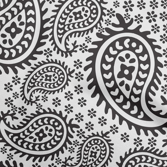oneOone Cotton Silk Black Fabric Asian Paisley Fabric For Sewing Printed Craft Fabric By The Yard 42 Inch Wide