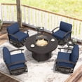 thumbnail image 2 of ALAULM Aluminium Patio Furniture Set with Swivel Chairs, 4-Seater Metal Outdoor Furniture Patio Sectional Sofas Patio Conversation Set with 5.1" Cushions For Patio, Backyard, Poolside - Navy Blue, 2 of 8