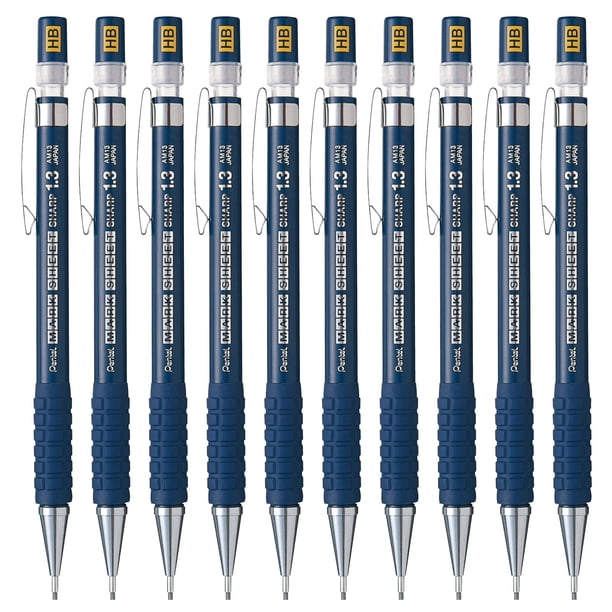 Set de 10 lápices mecánicos Pentel Sharp AM13-HB con mina de 1.3 mm