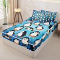 thumbnail image 2 of Erosebridal Cartoon Animals Penguin Zipper Full Size Comforter Sets with Fitted Sheet and 2 Pillowcases,Cute Arctic Bird Zipper Bedding Set For Boys,Reversible,4-Piece, 2 of 7