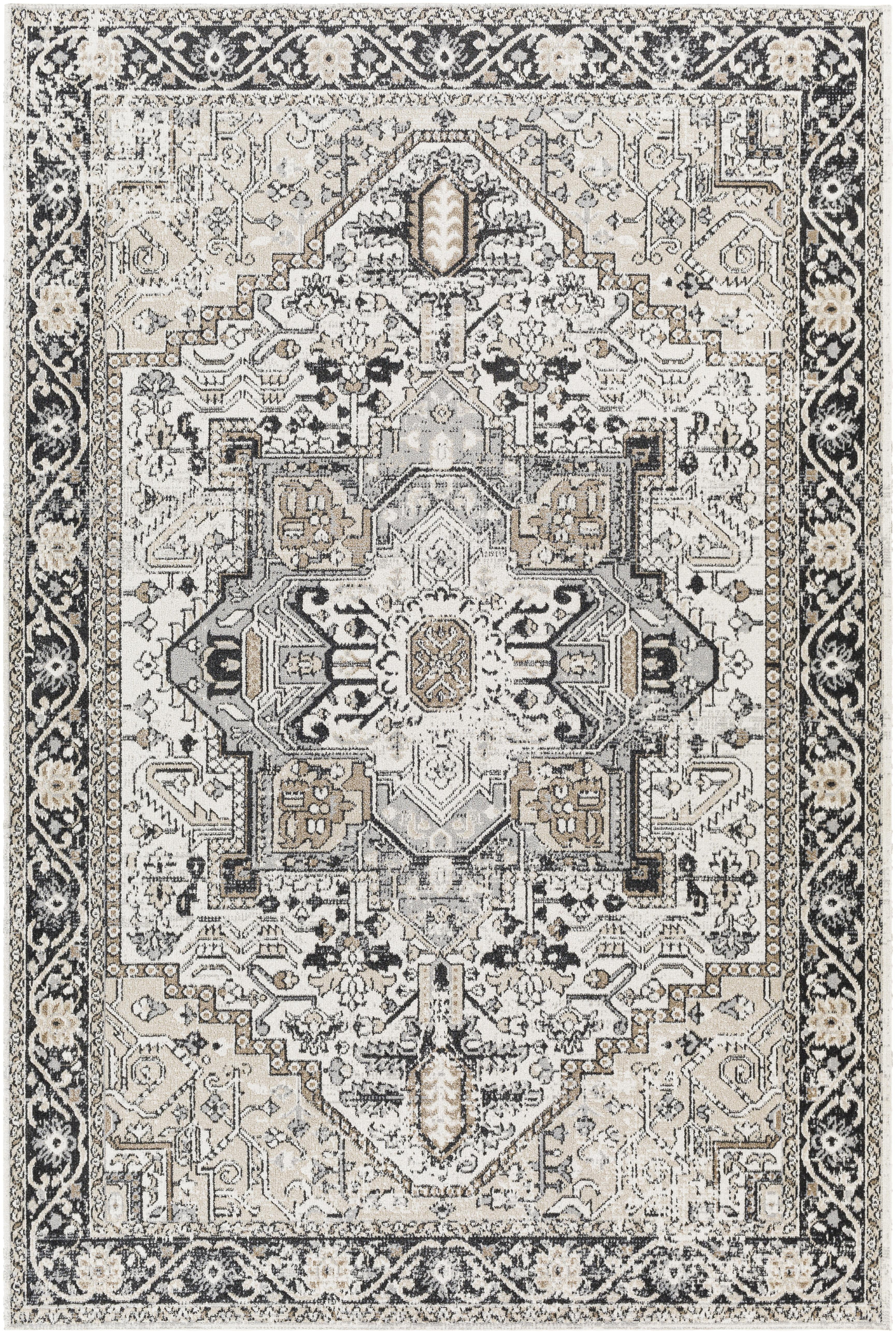 Mainstays Black & Ivory Persian Indoor Area Rug, 5' x 7'