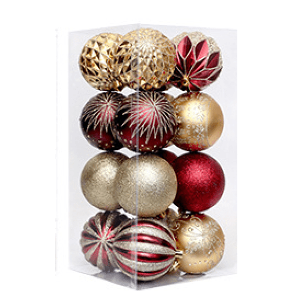 Bolas de Navidad decoración , Adornos para Árboles de Navidad Plástico, Regalos de Colgantes de Navidad, Bola de Decoración para Fiesta y FestivalOro Rojo1PCS