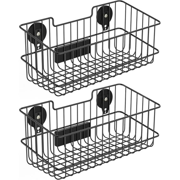 ULIBERMAGNET Magnetic Baskets, Large Capacity Metal Wire Mesh Basket Holder Organizer for Sundry Tool Storage, Magnetic Shelf for Garage, Laundry, Kitchen, Workshop, Cabinet(2 Pack)