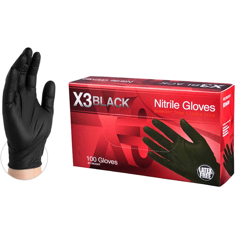 X3 Black Nitrile IndustrialDisposable Gloves, Small by AMMEX
