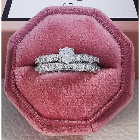 Sterling Silver Womens Zircon Inlay Simple Style Combination Ring, 925 Silver High Quality Womens Ring