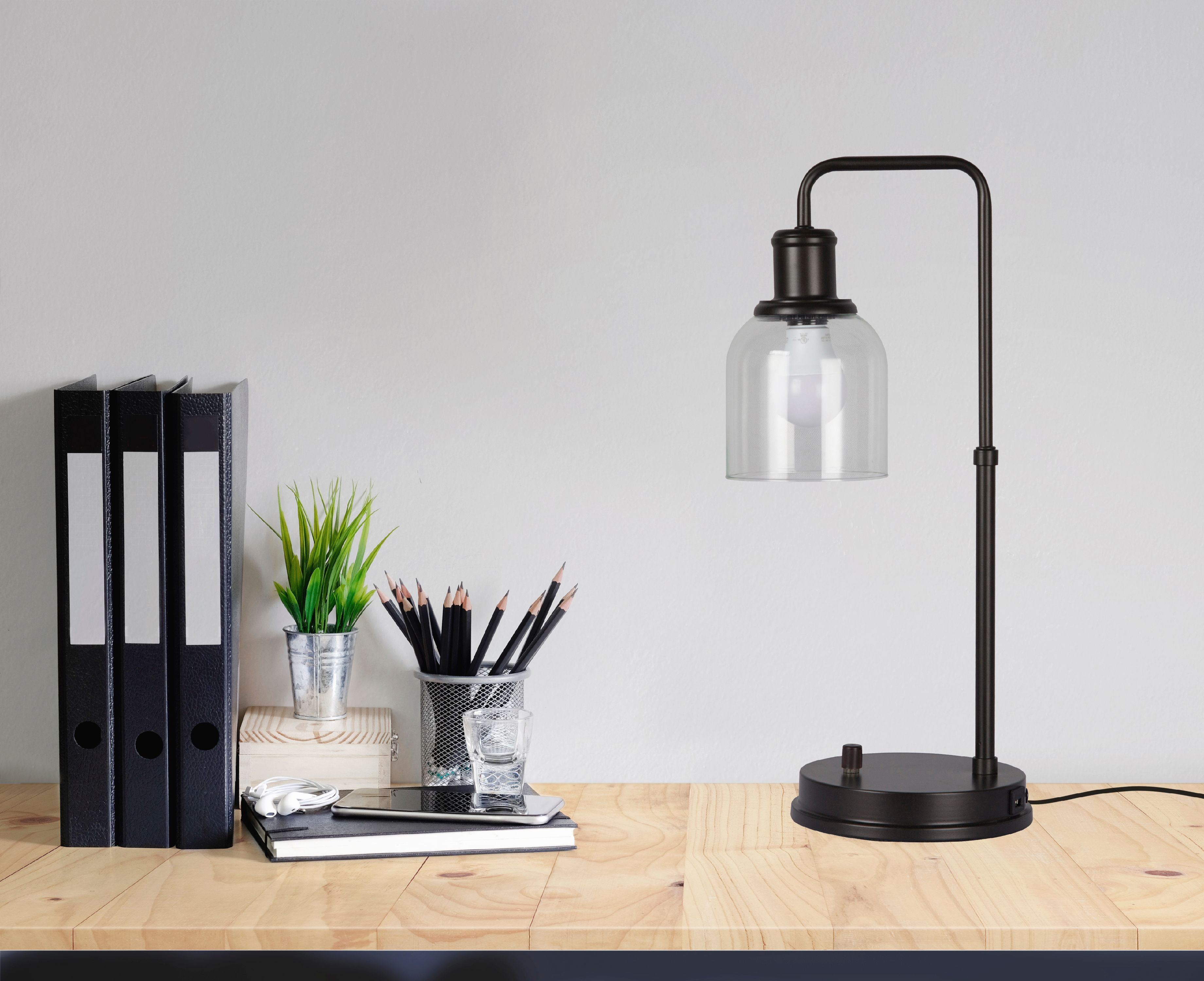 Better Homes & Gardens Antique Bronze 20” with USB Port & 7W LED Bulb Desk Lamp
