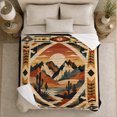 thumbnail image 5 of Southwestern Geometric Desert Landscape, Peaceful Mountain Lake Scene, Warm Flannel Blanket for Cabin and Lodge, Outdoor Lovers Camping Gift, Festive Home Decor, 5 of 9