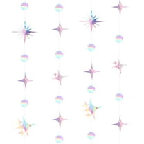 Raindrops Iridescent Paper Garland Set of 4 Assorted Colors for Decor Use 3 M