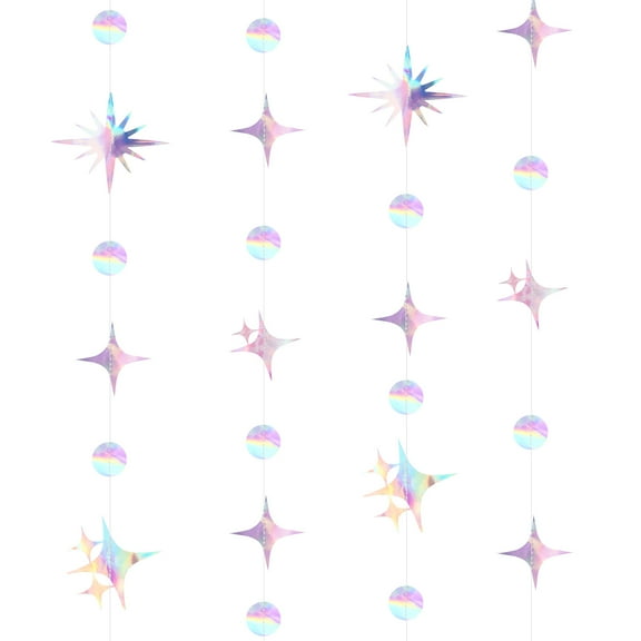 Raindrops Iridescent Paper Garland Set of 4 Assorted Colors for Decor Use 3 M