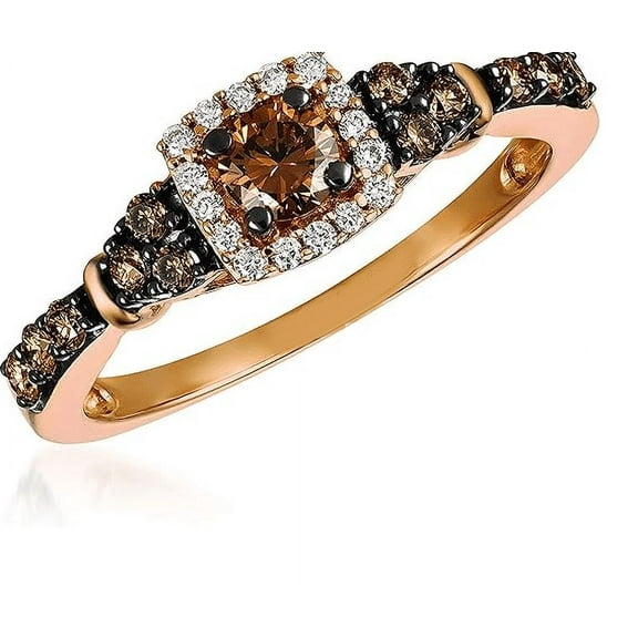 Brown Diamond Wedding propsal ring - Anniversary Gift For Wife