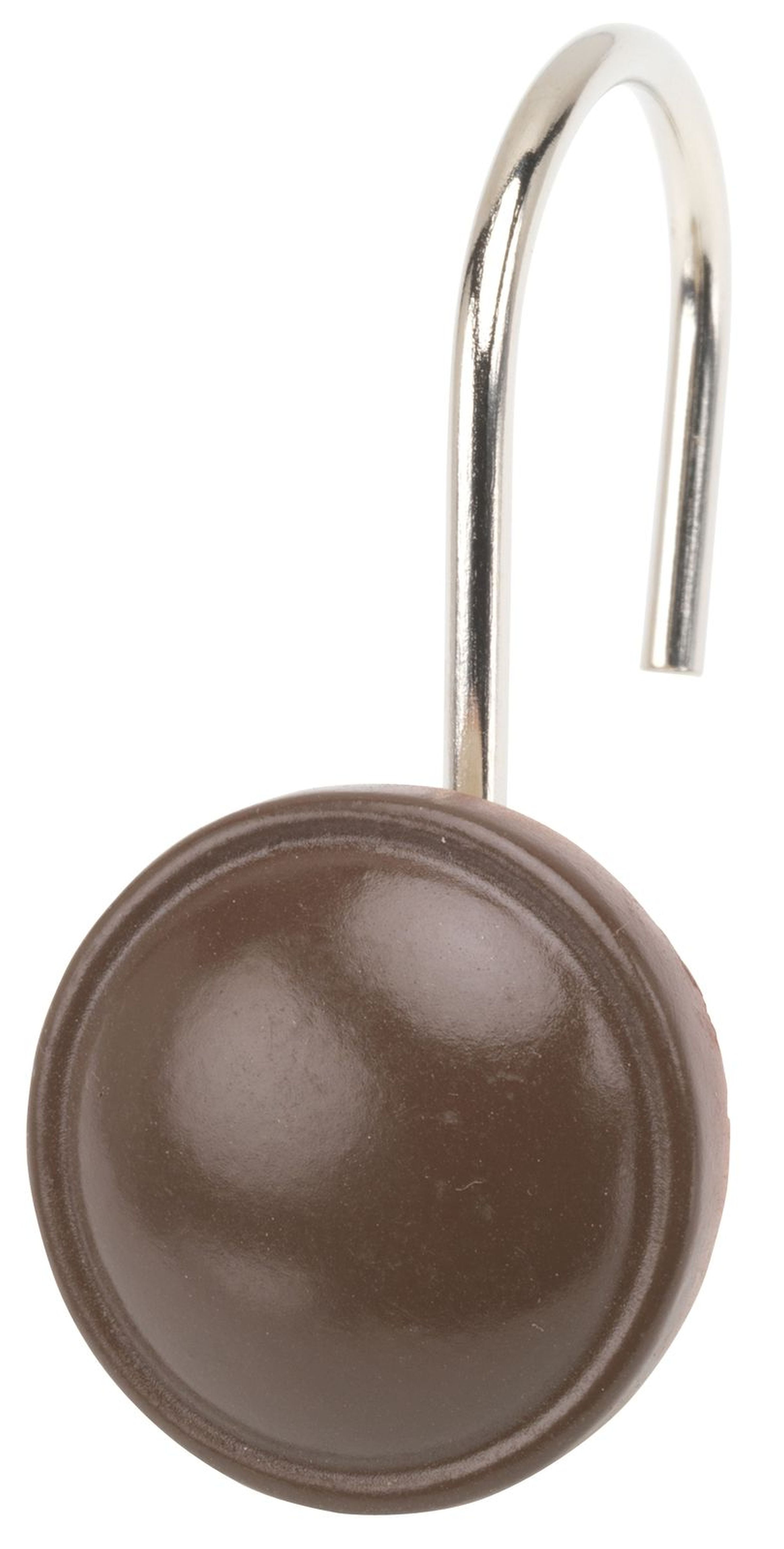 Live Life Set of 12 Hand Painted Resin Shower Curtain Hooks - Brown Rounds