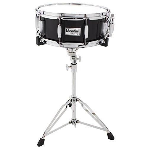 Mendini by Cecilio Student Snare Drum Set with Gig Bag, Sticks, Stand and Practice Pad Kit, Black