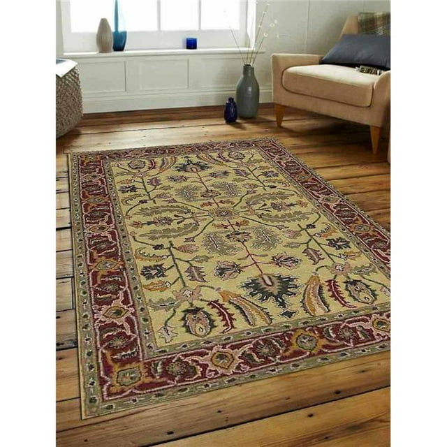 5 x 8 ft. Vintage Hand Tufted Woolen Area Rug, Gold & Red