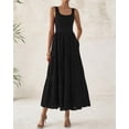 thumbnail image 3 of Vestido midi BTFBM para mujer, verano, con ojales, sin mangas, negro, 3 of 9