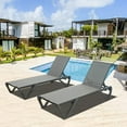 thumbnail image 7 of Domi Pool Lounge Chairs Set of 2, Adjustable Aluminum Plastic Outdoor Chaise Lounge Grey Textilene, 7 of 7