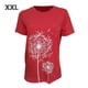 thumbnail image 1 of Camiseta de mujer con estampado floral, cuello redondo, manga corta, top suelto, rojo, XXL Jumpingount AP000466-20, 1 of 7