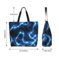 thumbnail image 6 of Bingfone Canvas Tote Bag for Women with Inner Pocket Aesthetic Cute Shopping Tote Bags Reusable Grocery Bags-Blue Lightning, 6 of 9