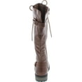 thumbnail image 4 of Forever Link MANGO-27 Women's Strappy Lace-Up Knee High Combat Stacked Heel Boot, 4 of 7