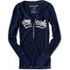 thumbnail image 1 of Aeropostale Camiseta Henley Térmica de Manga Larga para Mujer, Azul, XS, 1 of 1