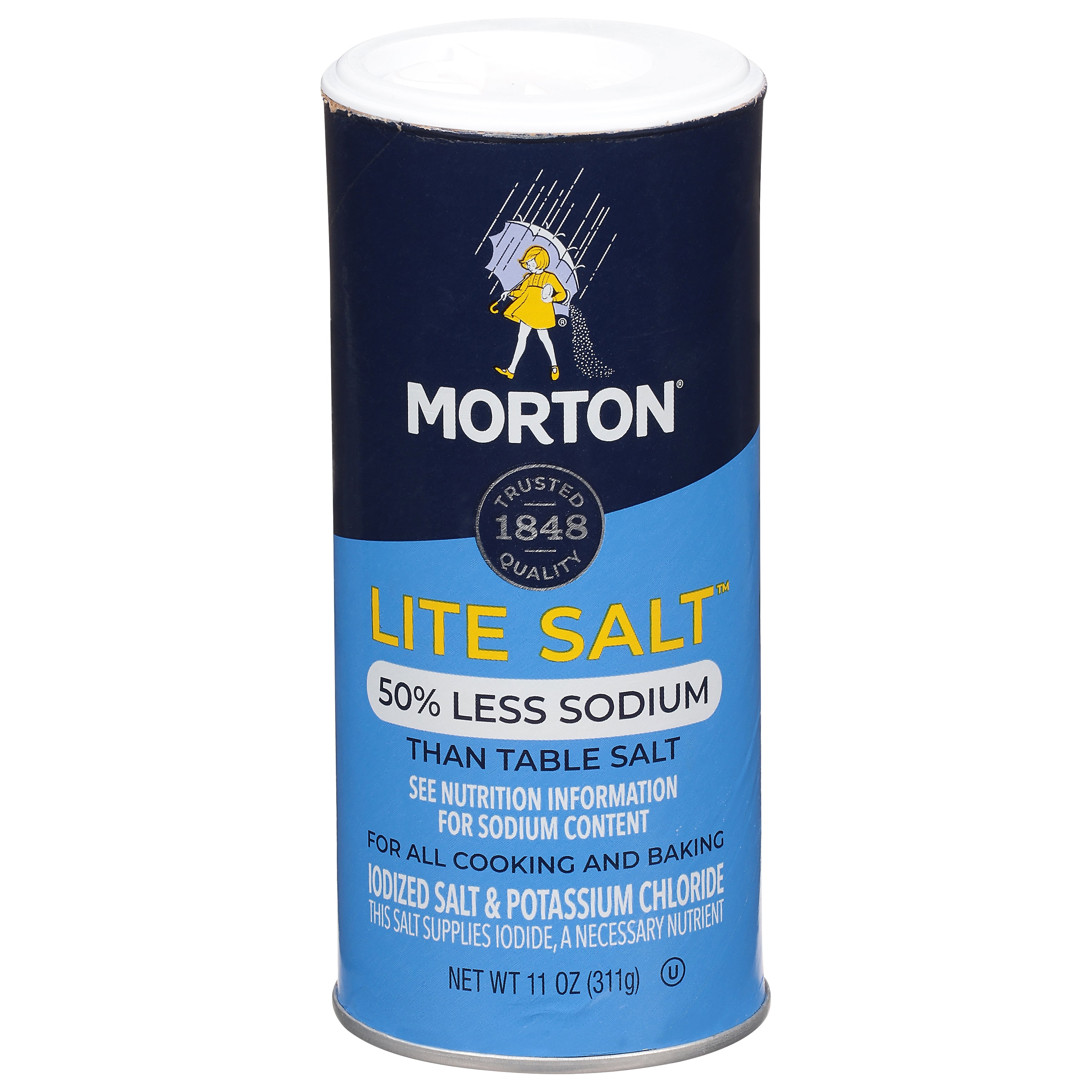 Morton Lite Salt, 11 oz Canister