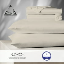 Aireolux 100% Cotton Egyptian Full Sheet Set, 1000 Thread Count Soft, Silky, Breathable & Deep Pocket 4-Piece Set Ivory