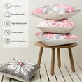 thumbnail image 3 of Pink Decorative Throw Pillow Covers 20x20 Set of 4, Pink and Gray Modern Daisy Floral Pillows Linen Pillow Covers for Couch Sofa Living Room, 3 of 6