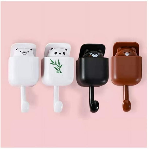 Lindos ganchos de oso panda montados en la pared, aromaterapia, ganchos autoadhesivos resistentes, decorativos para niños y niñas, para llaves, batas, toallas, paquete de 4 (oso panda varios) Sailing Electrónica