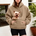 thumbnail image 2 of Women Sherpa Pet Carrier Hoodie, Plush Kangaroo Pocket Pullover for Small Dog Cat, 2 of 4