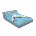 thumbnail image 3 of Ambesonne Animal Fitted Sheet & Pillow Sham Set, Ocean Whales Hand Drawn, Twin, White and Blue, 3 of 3