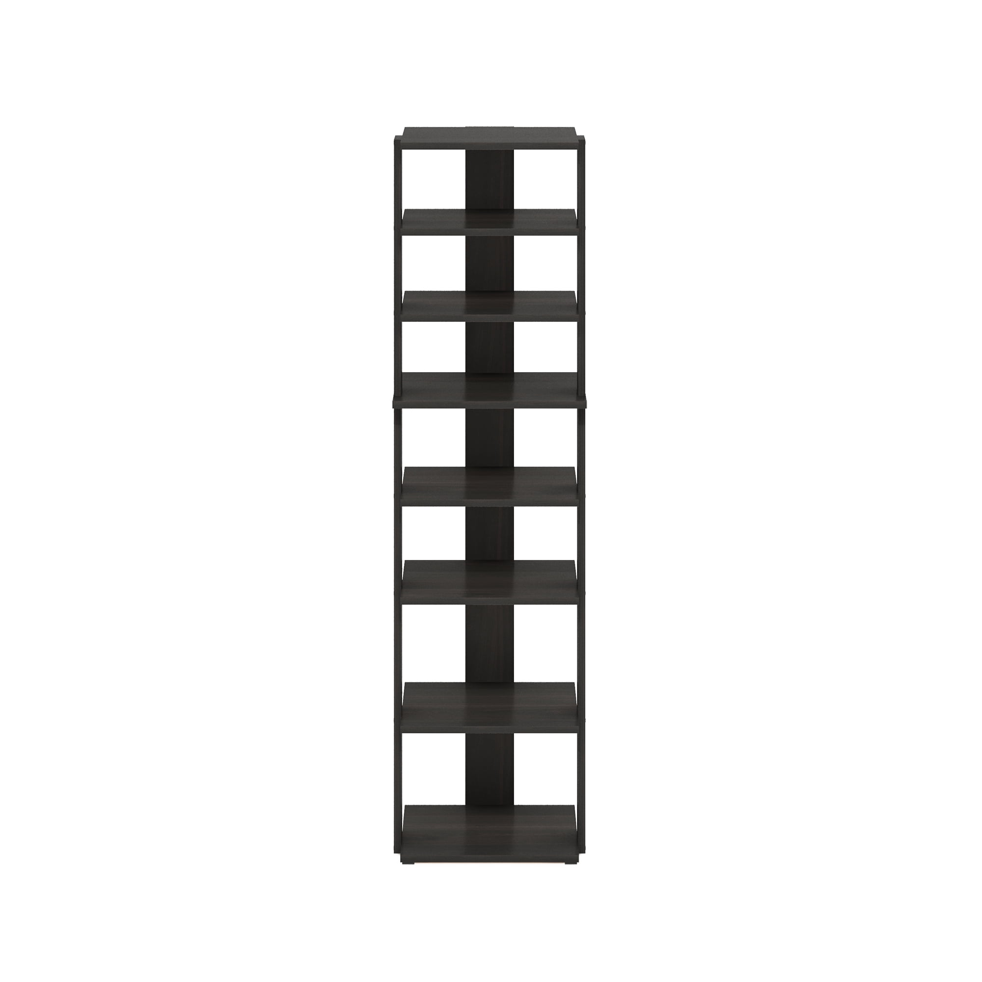 Furinno Compact 8-Tier Vertical Free Standing Shoe Tower in Shoe Rack Espresso