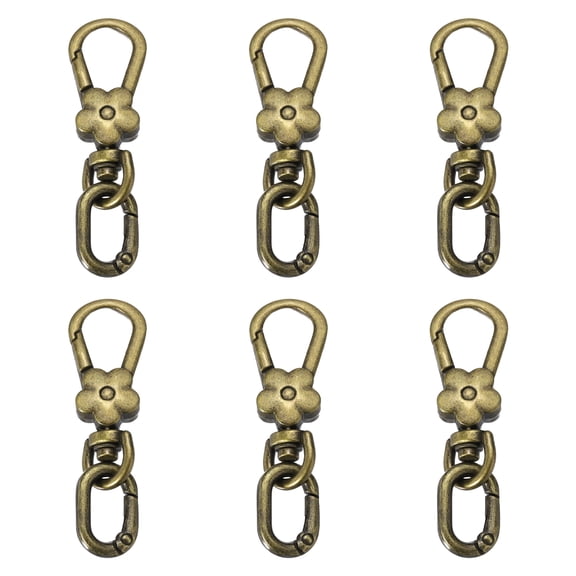 Uxcell 6 Pcs Metal Keychain Clip Swivel Lobster Claw Clasp Quick Release Oval Key Ring Detachable Double Opening Snap Hooks for Jewelry Making Crafts Backpack Bag Lanyard, Metal Bronze