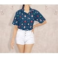thumbnail image 6 of HAPPY BAY Women's Beach Funny Santa Claus Party Holiday Shirt Blouse Button Down Tops Hawaiian Christmas Tree Dresses for Women M Xmas Theme, Blue, 6 of 6