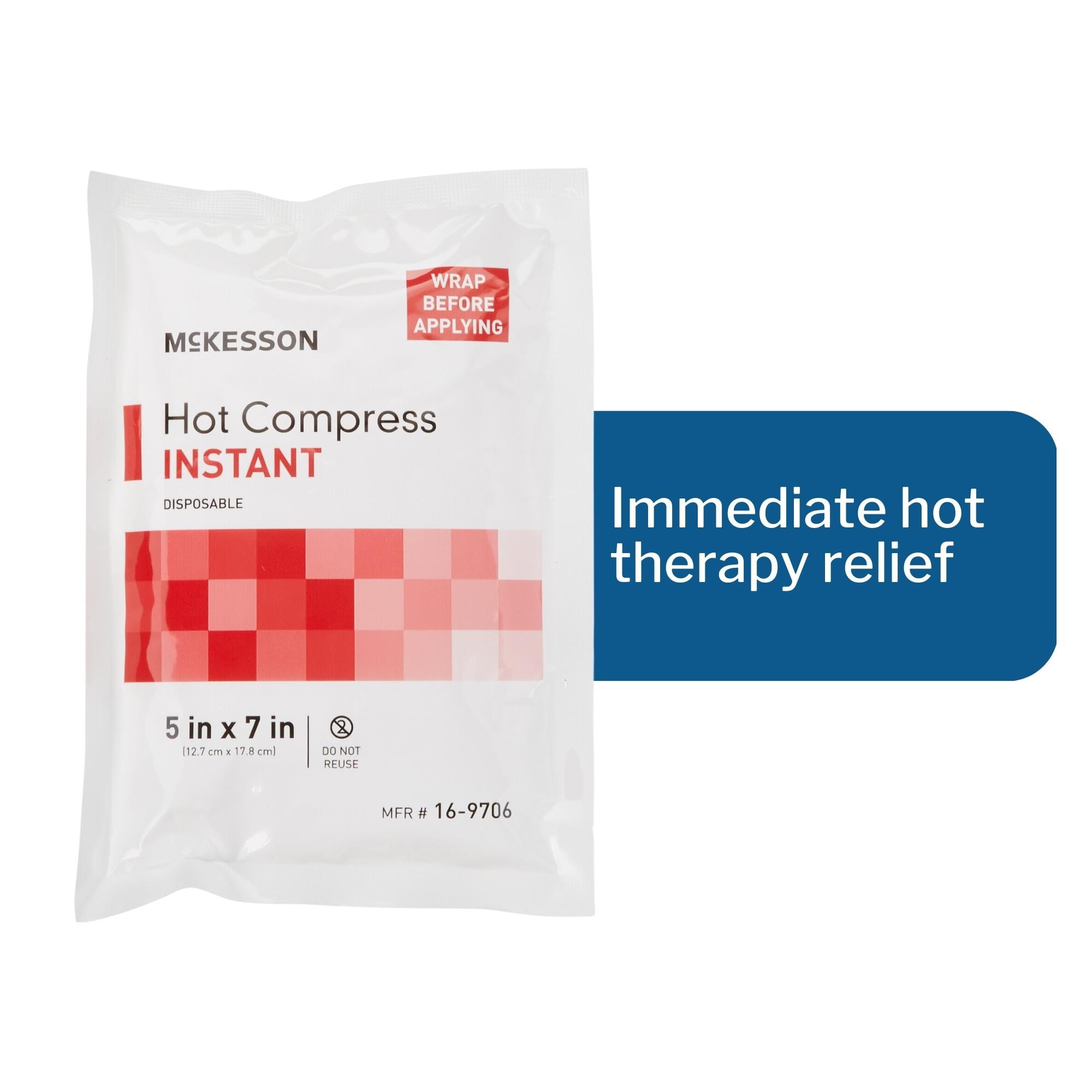 McKesson Hot Compress for Pain and Swelling, Instant Hot Pack, 5 in x 7 in, 1 24 Packs, 24 Total -